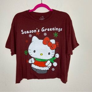 Hello Kitty “Season’s Greetings” Christmas Cropped Short Sleeve Top Size XL
